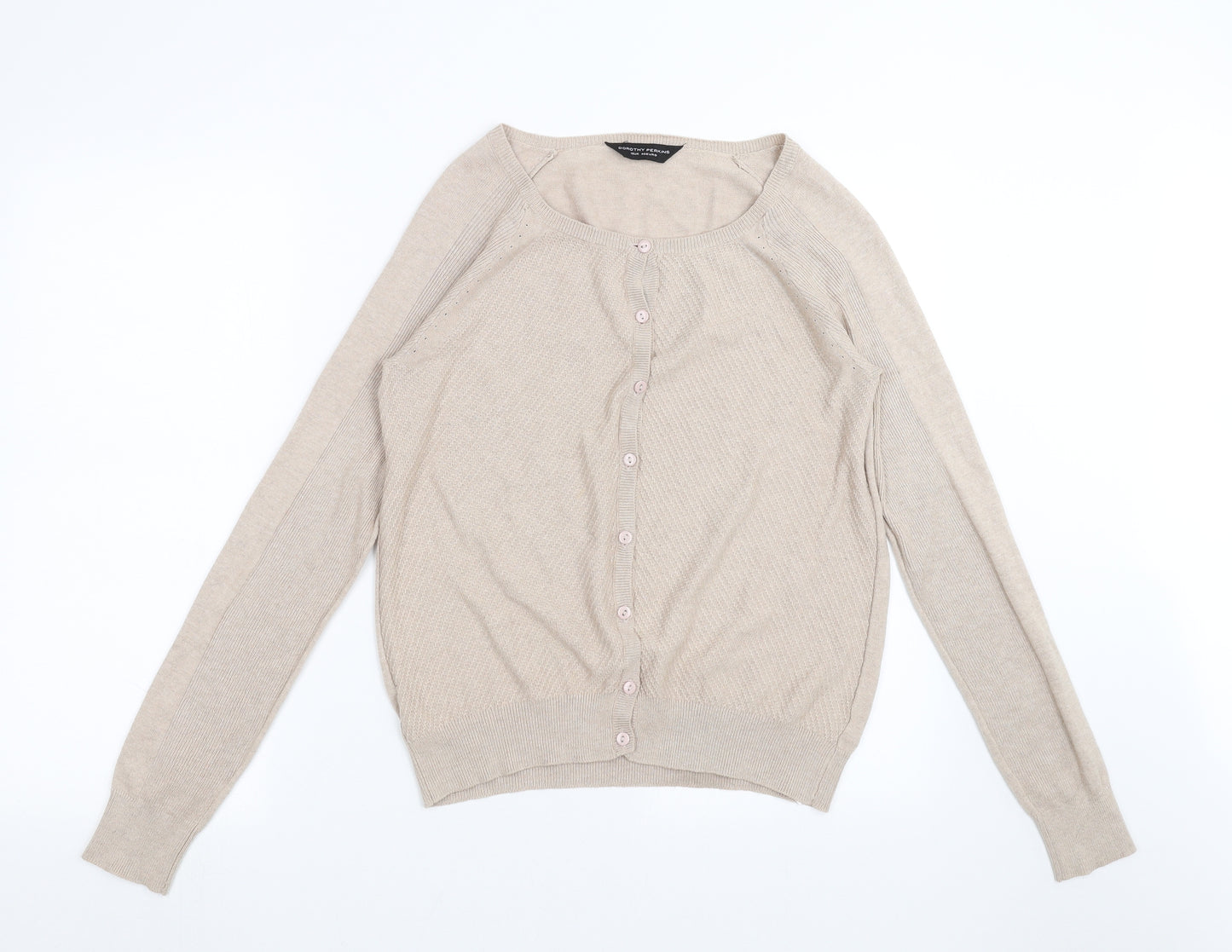 Dorothy Perkins Womens Beige Striped Knit Cardigan Jumper Size 12