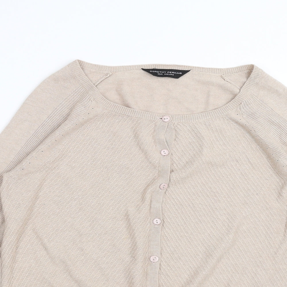 Dorothy Perkins Womens Beige Striped Knit Cardigan Jumper Size 12