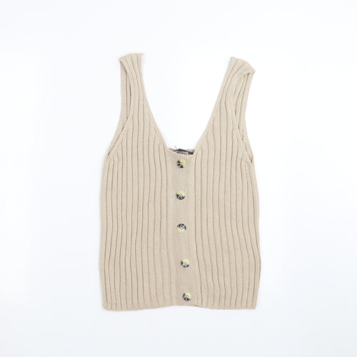 Primark Womens Beige  Knit Pullover Jumper Size L