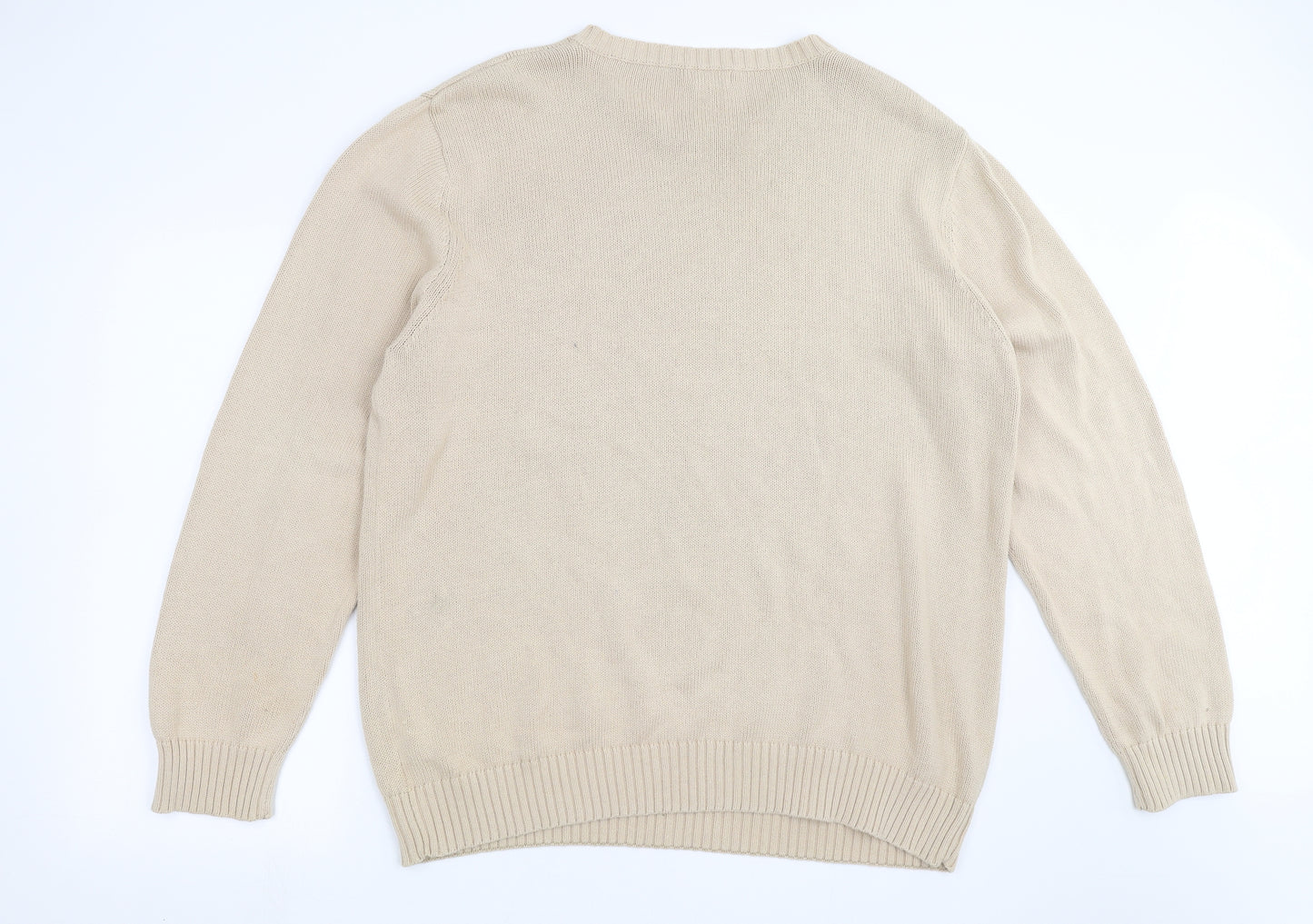 Cotton Traders Mens Beige  Knit Pullover Jumper Size XL