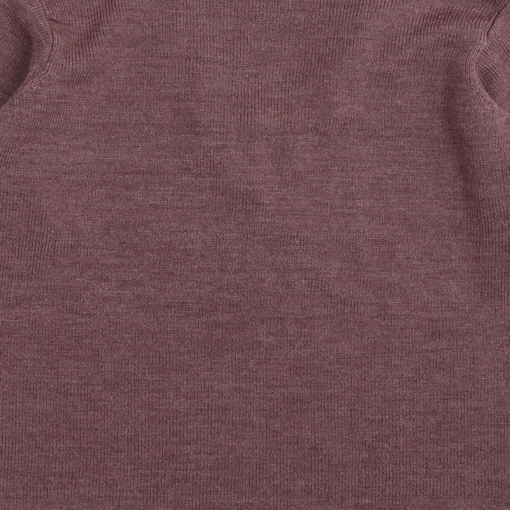 Daxon Womens Purple  Knit Pullover Jumper Size 10  - floral neck detail