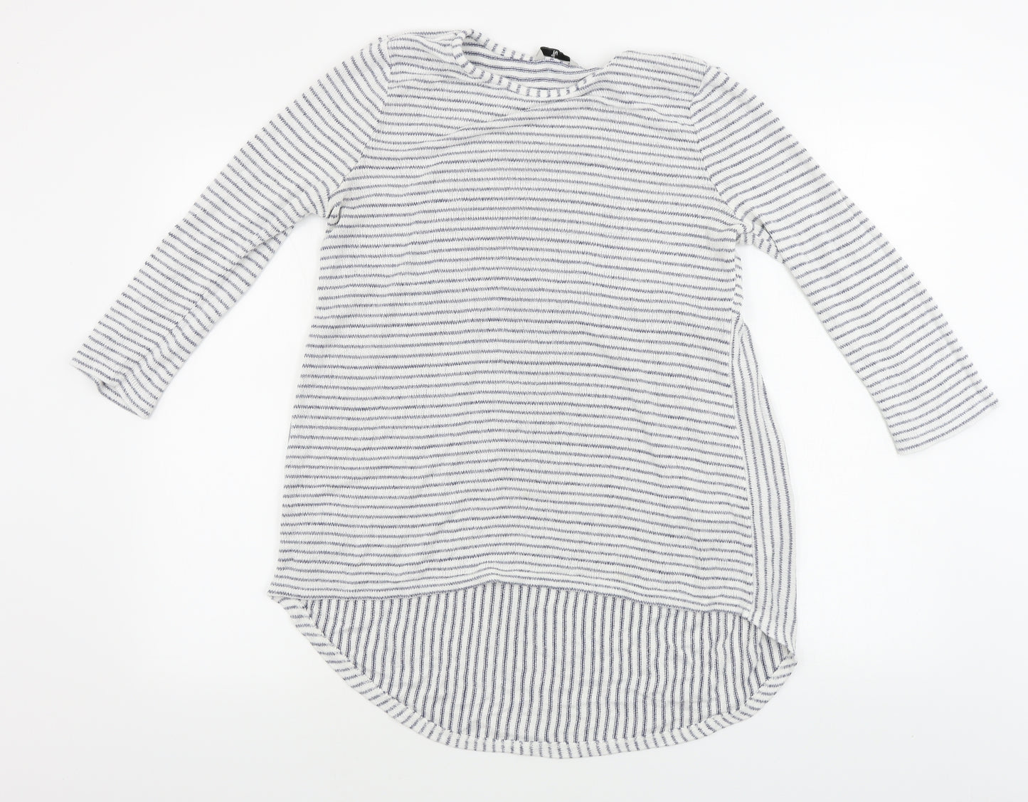 TU Womens White Striped  Basic T-Shirt Size 12