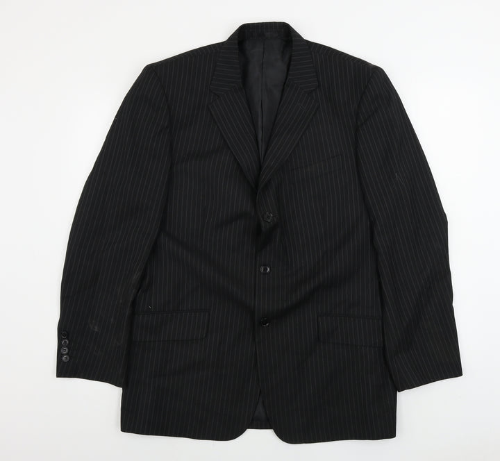 you Mens Black Striped  Jacket Blazer Size 42
