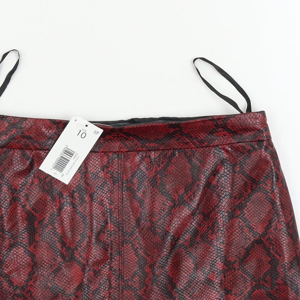Papaya  Womens Red Animal Print  A-Line Skirt Size 10