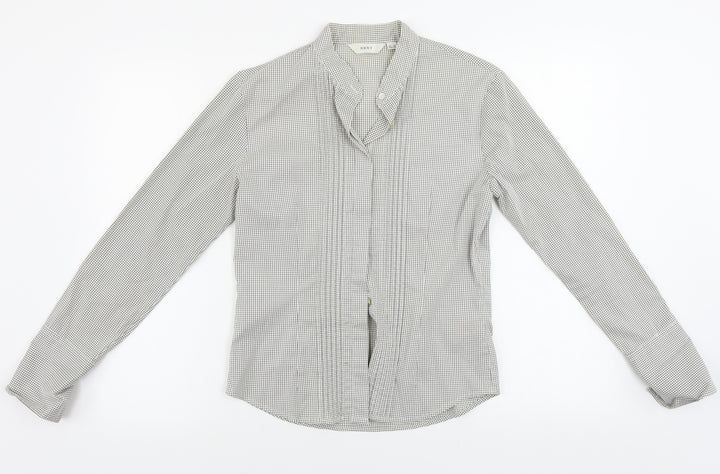 NEXT Womens Grey Check Basic Button-Up Size 10