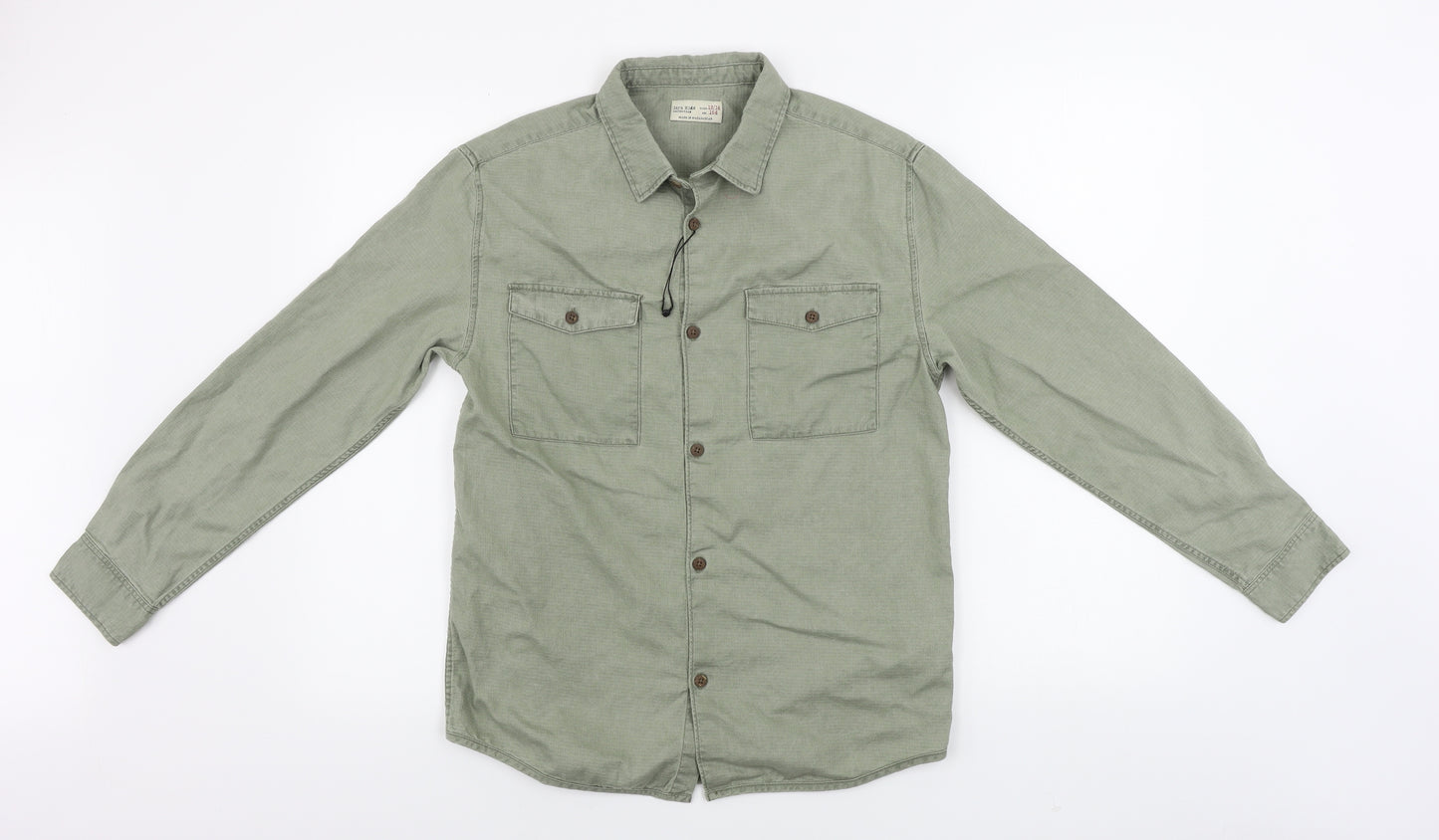 Zara Boys Green   Basic Button-Up Size 13-14 Years