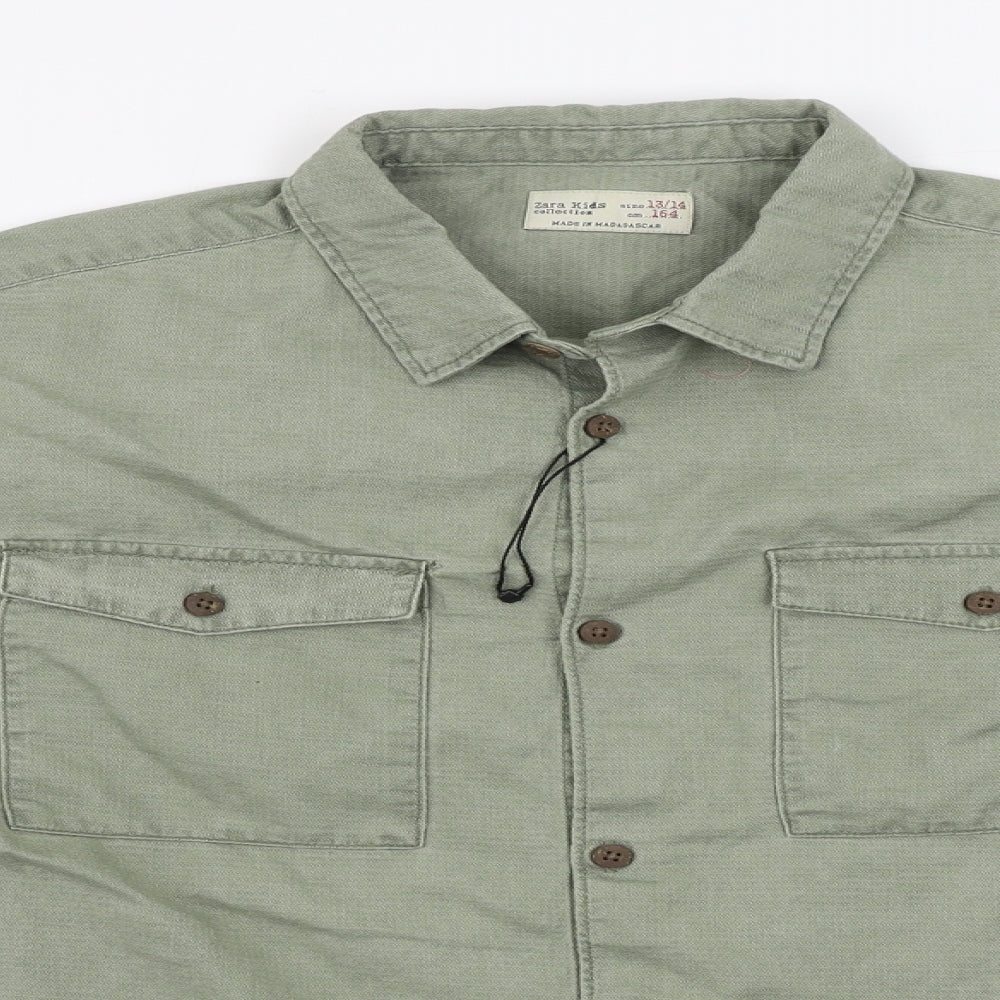 Zara Boys Green   Basic Button-Up Size 13-14 Years