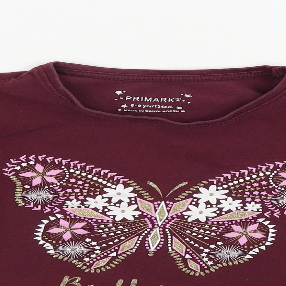 Primark  Girls Purple Floral  Basic T-Shirt Size 8-9 Years