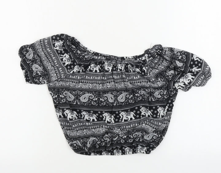 Atmosphere Womens Black Geometric Basic T-Shirt Size 6