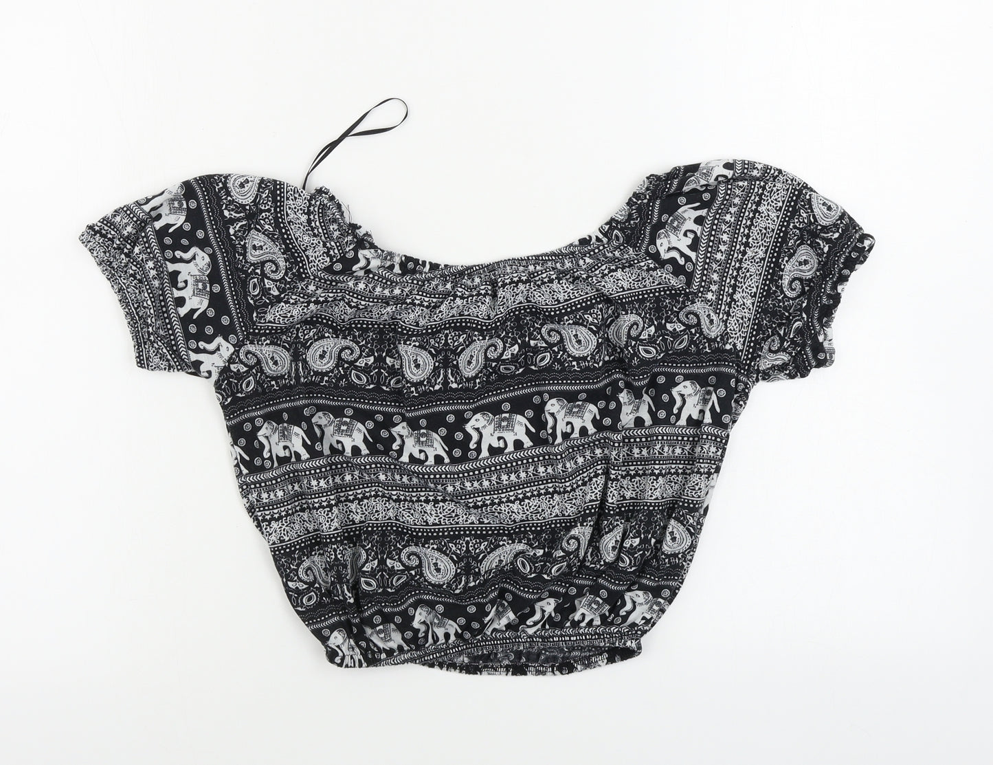 Atmosphere  Womens Black Geometric  Basic T-Shirt Size 6