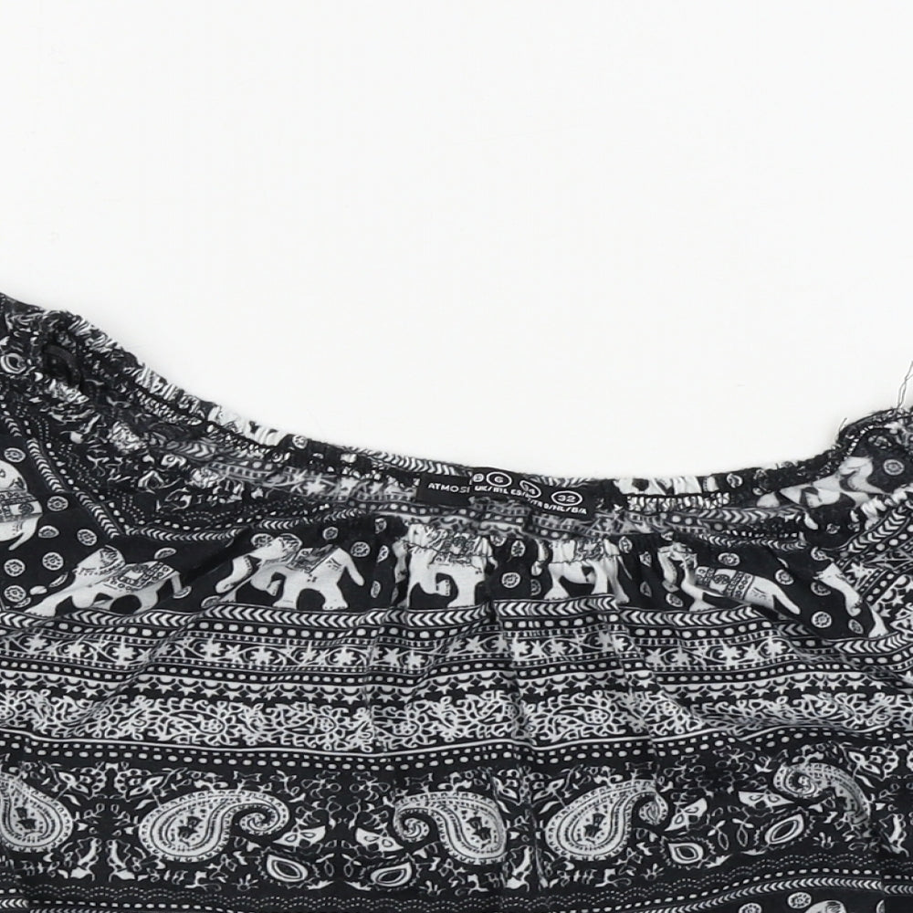 Atmosphere  Womens Black Geometric  Basic T-Shirt Size 6