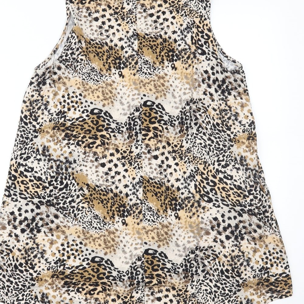 TU Womens Brown Animal Print  Basic Tank Size 14