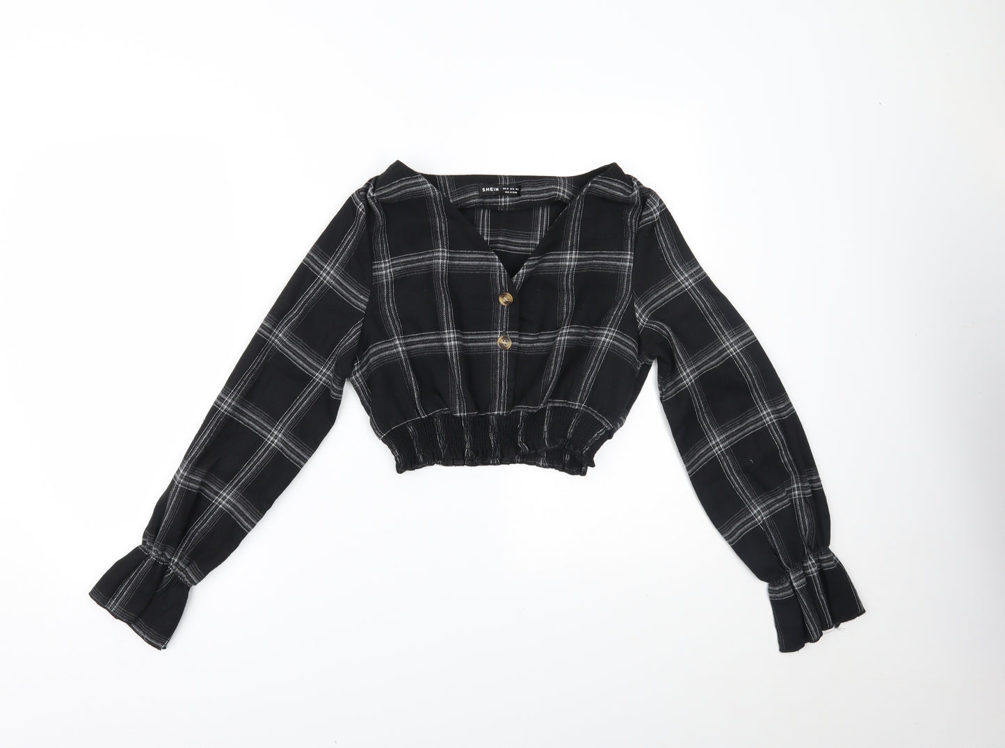 SheIn Womens Black Plaid  Camisole Blouse Size XS