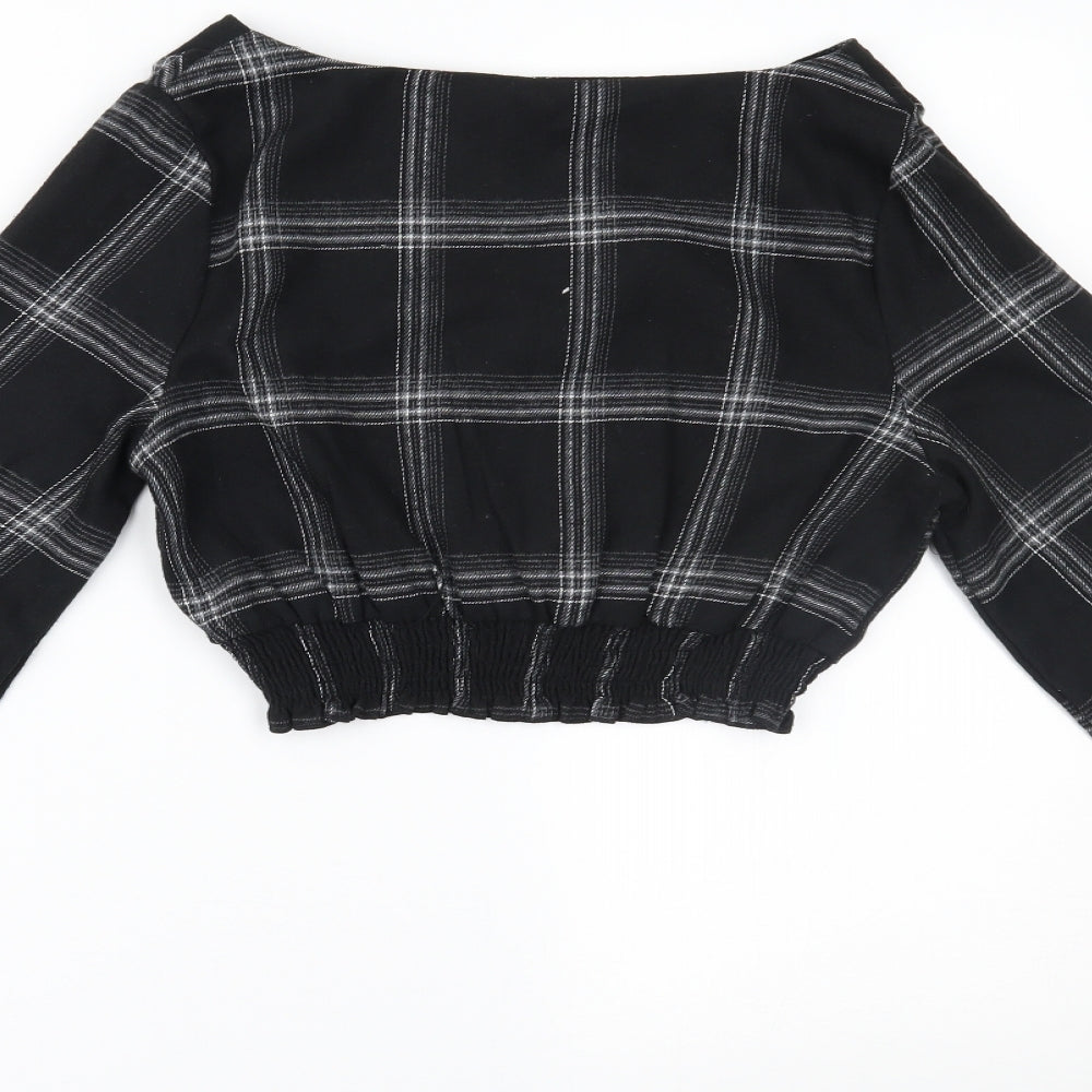 SheIn Womens Black Plaid  Camisole Blouse Size XS