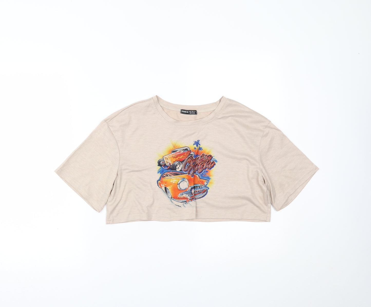 SheIn Womens Beige   Cropped T-Shirt Size S