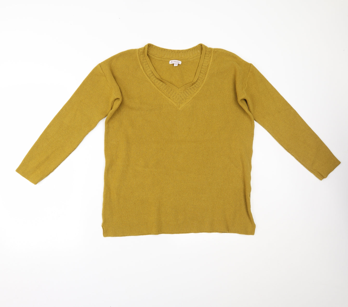 ANNE WEYBURN Womens Yellow   Pullover Jumper Size 12
