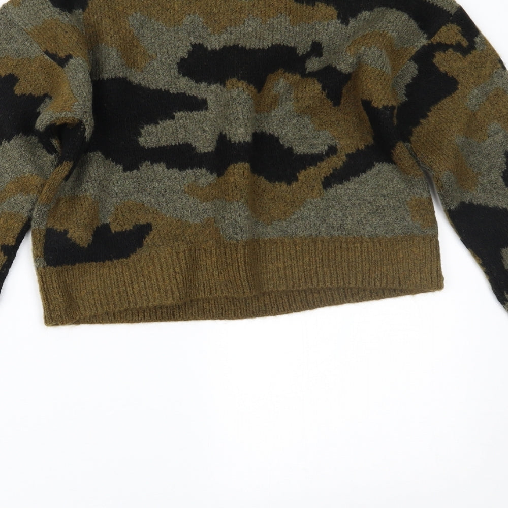 Topshop Womens Green Camouflage  Pullover Jumper Size XS