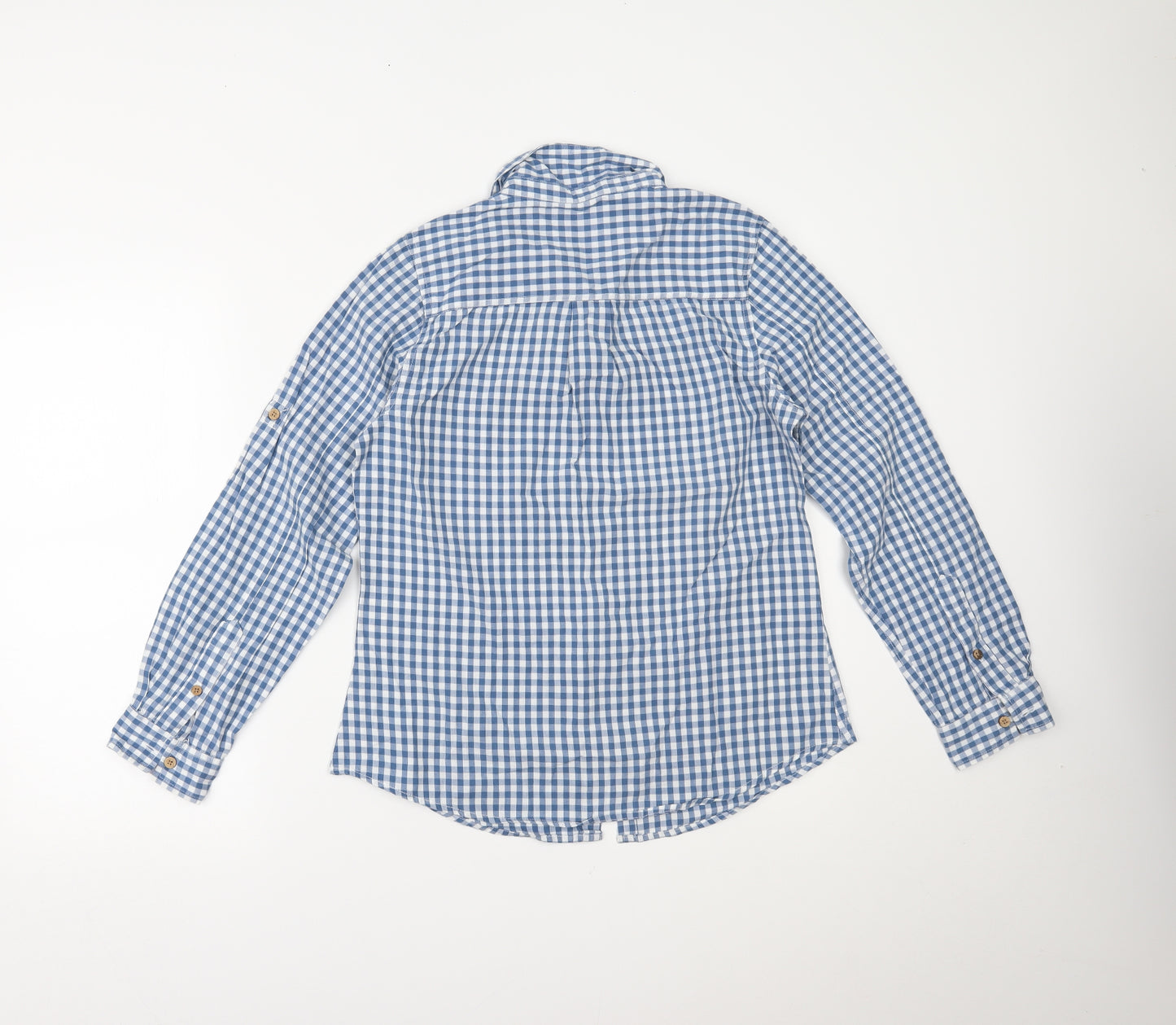 Country Rose Womens Blue Plaid  Basic Button-Up Size M