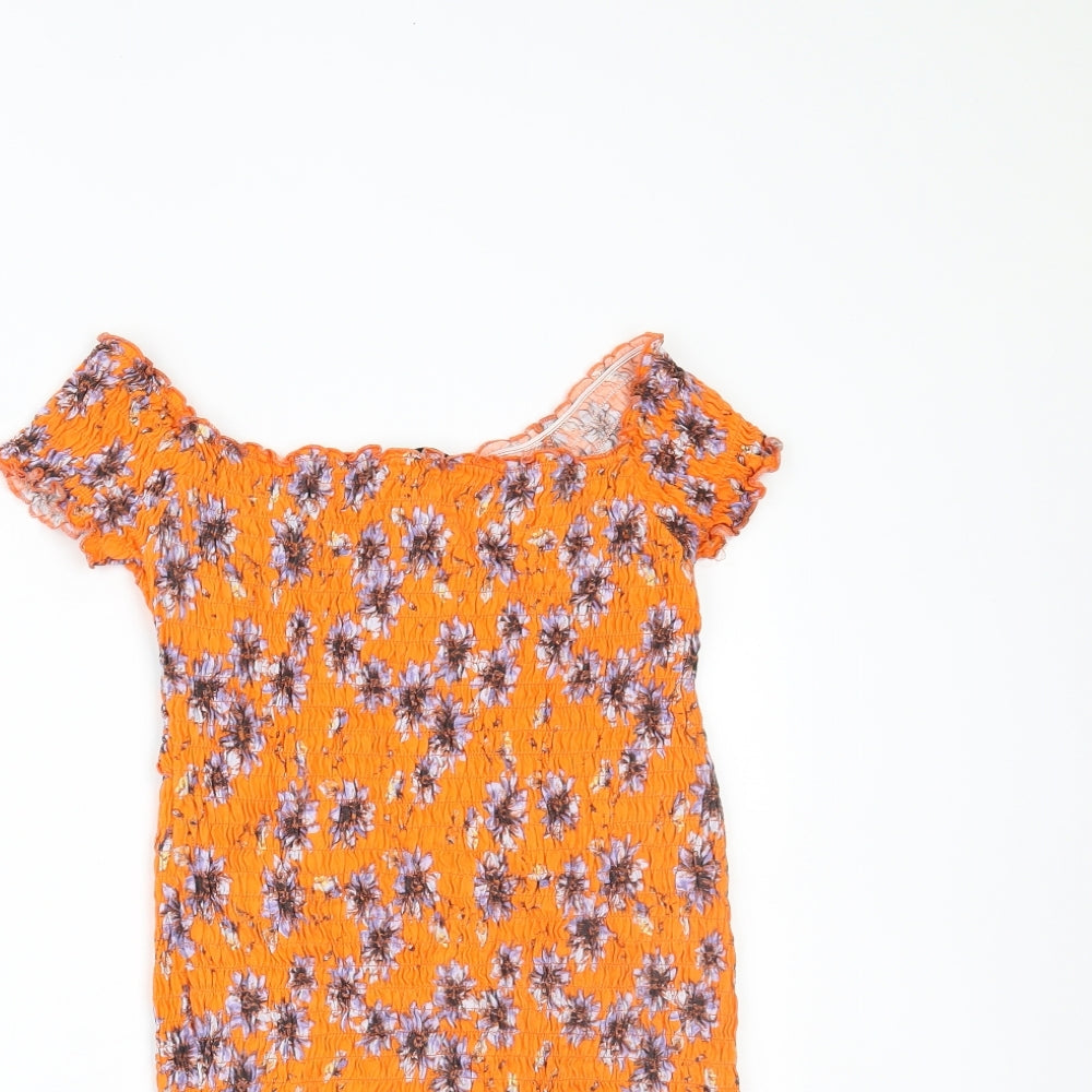 Topshop Womens Orange Floral  Mini  Size 10