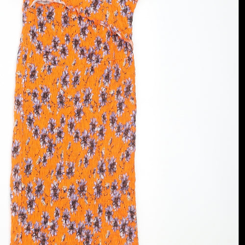 Topshop Womens Orange Floral  Mini  Size 10