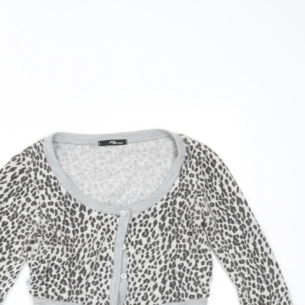 Jane Norman Womens Green Animal Print  Cardigan Jumper Size 10