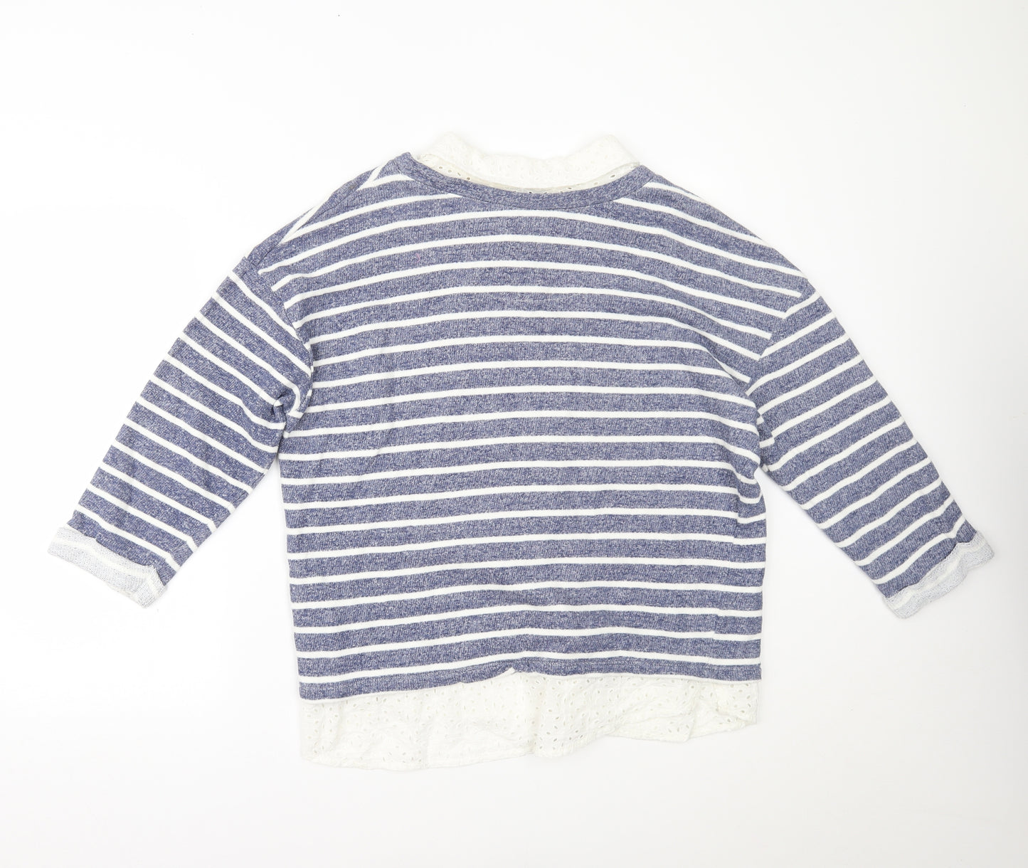 Per Una Womens Blue Striped  Pullover Jumper Size 18