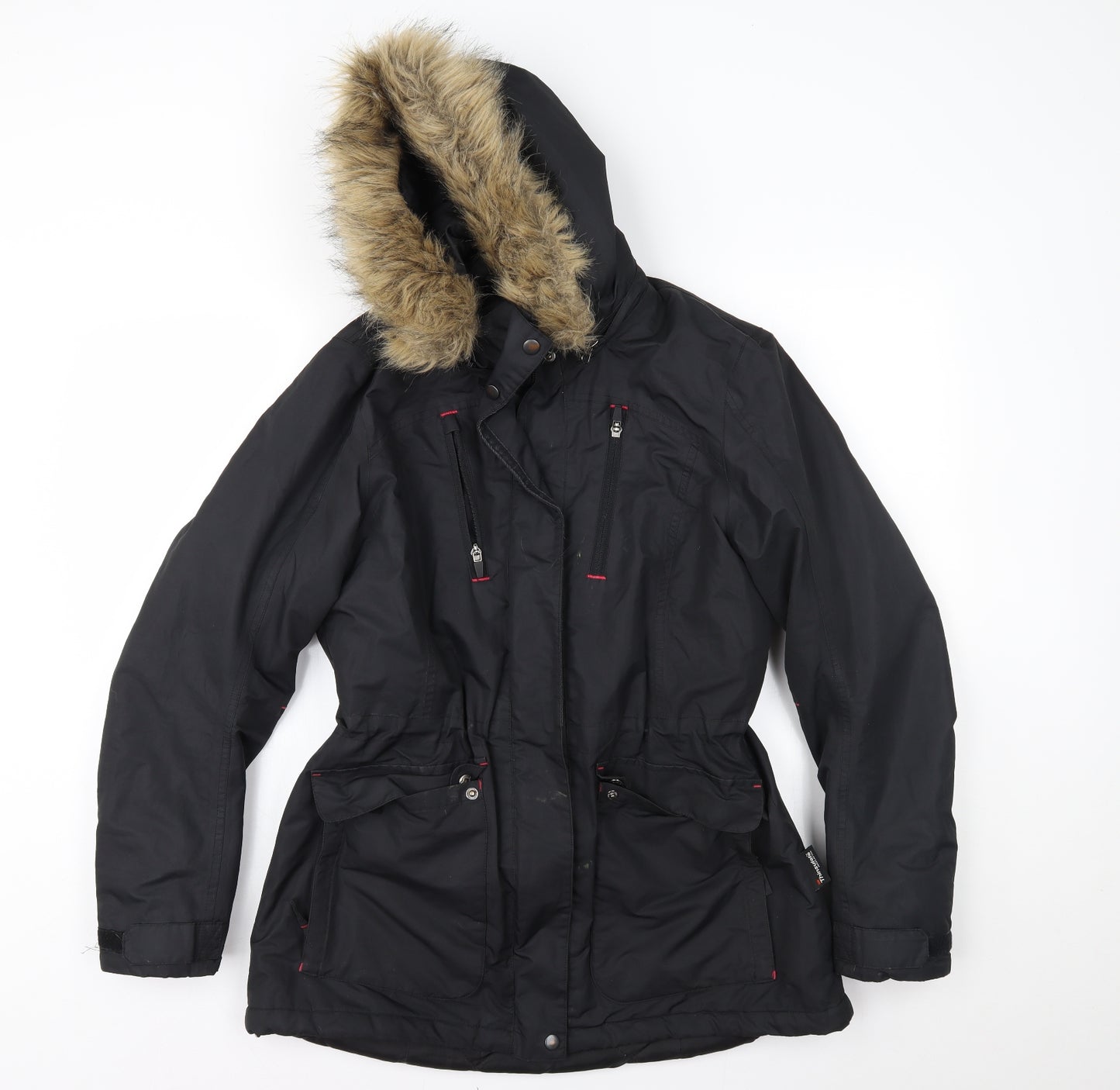 Crane Womens Black   Parka Coat Size M