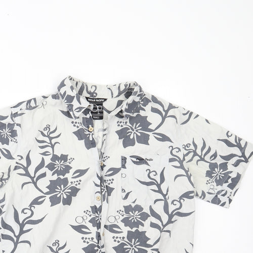 Ocean Pacific Mens White Floral   Button-Up Size S