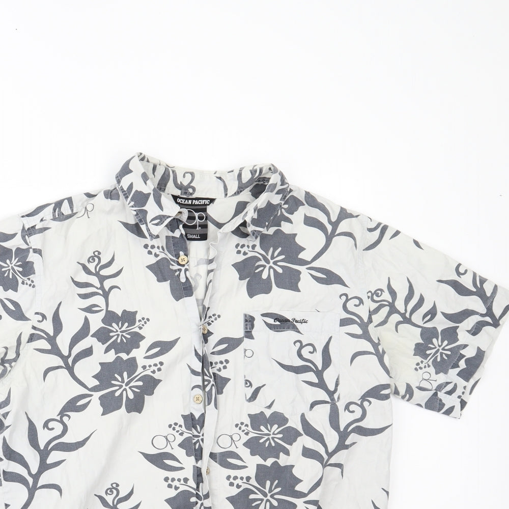 Ocean Pacific Mens White Floral   Button-Up Size S
