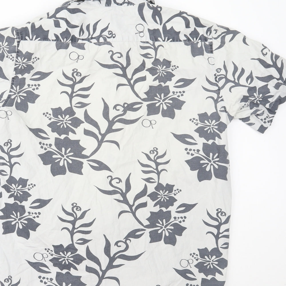 Ocean Pacific Mens White Floral   Button-Up Size S