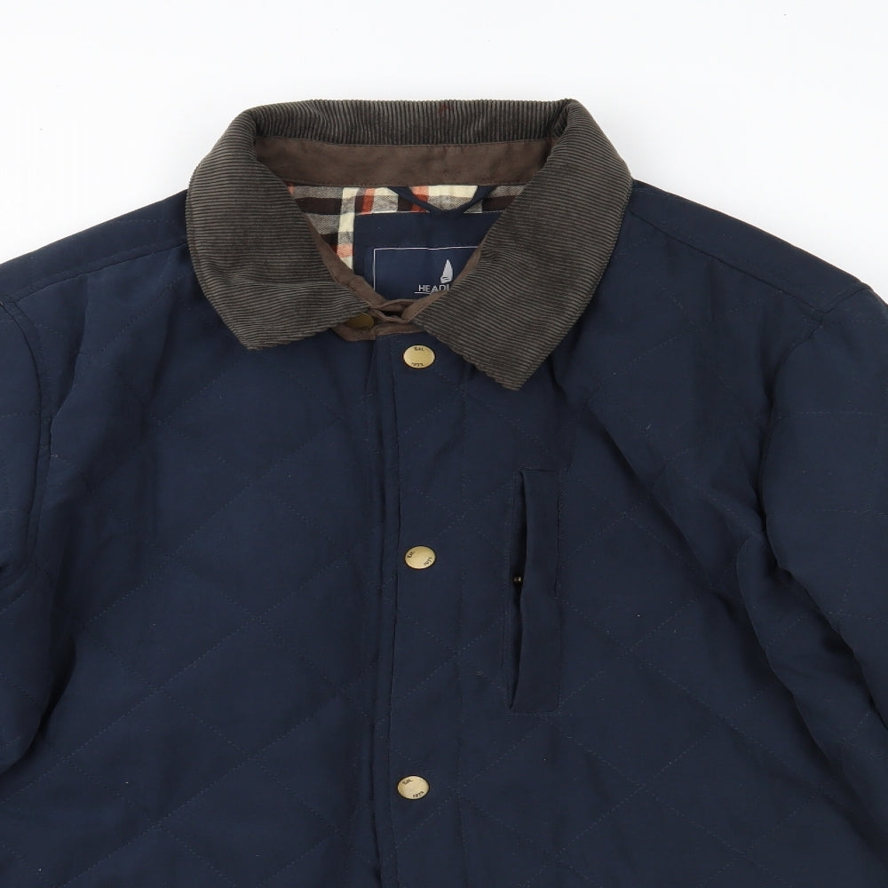 Headland Mens Blue   Overcoat Coat Size L