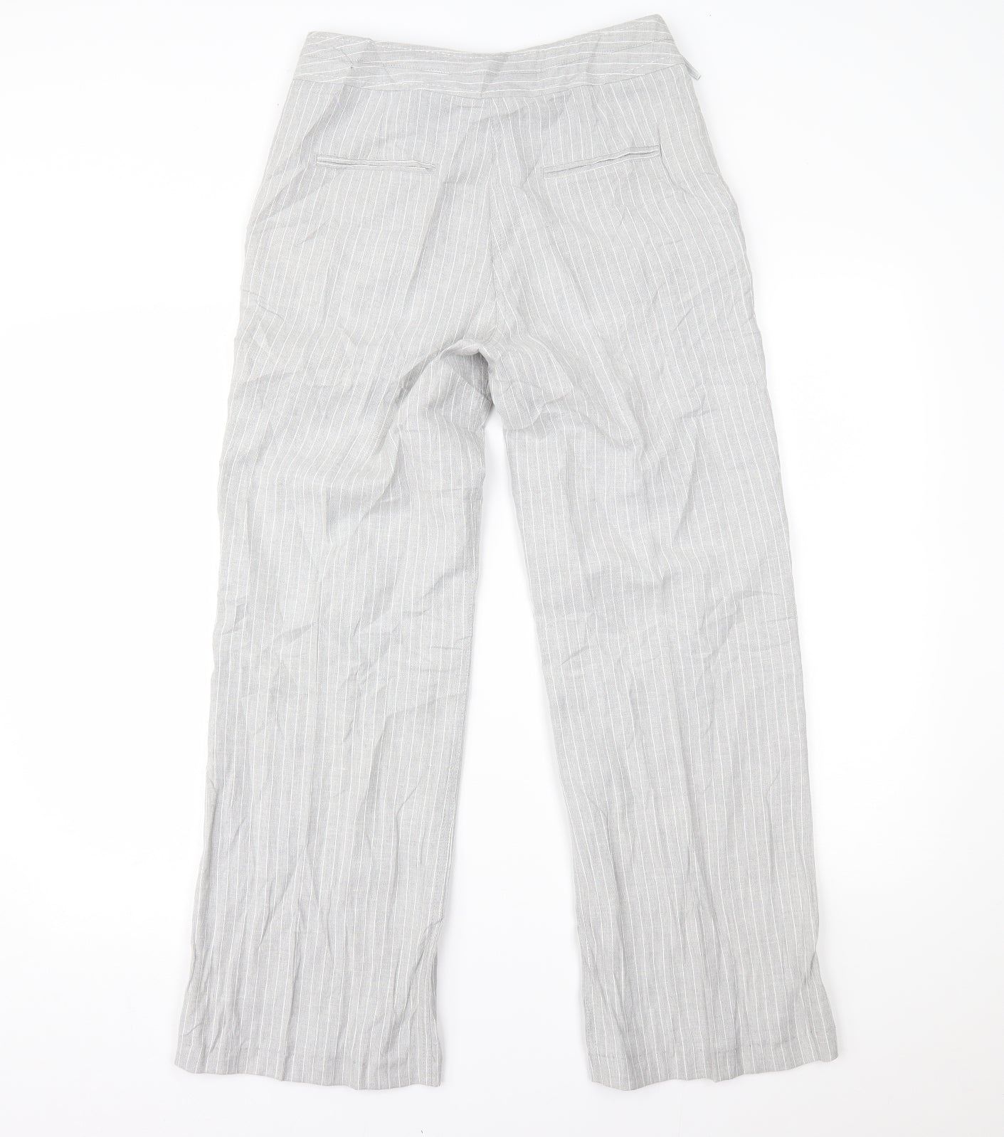 Per Una Womens Grey Striped  Trousers  Size 8 L26 in