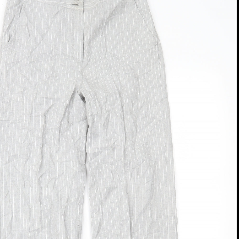 Per Una Womens Grey Striped  Trousers  Size 8 L26 in