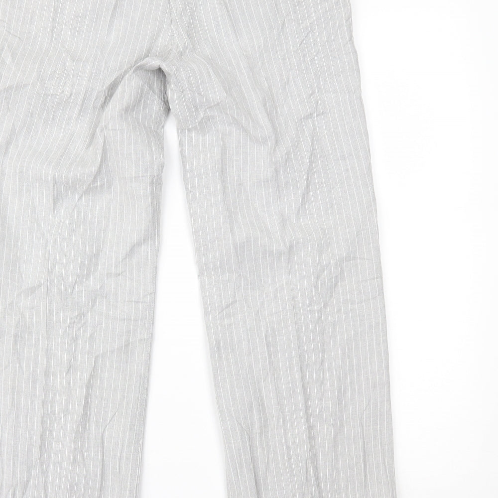 Per Una Womens Grey Striped  Trousers  Size 8 L26 in