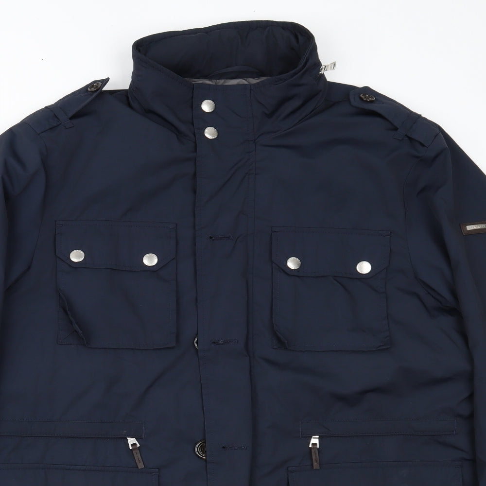 Hackett London Mens Blue   Overcoat Coat Size XL