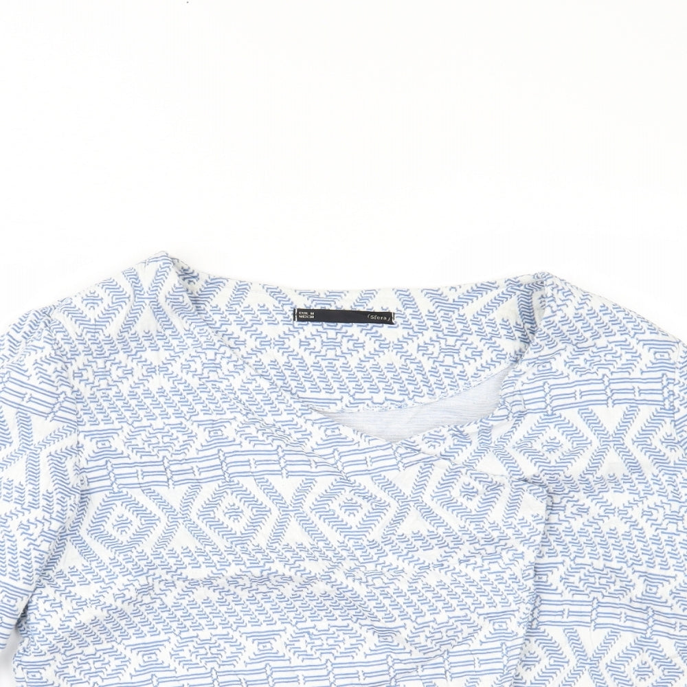 Sfera Womens Blue Geometric  Cardigan Jumper Size M