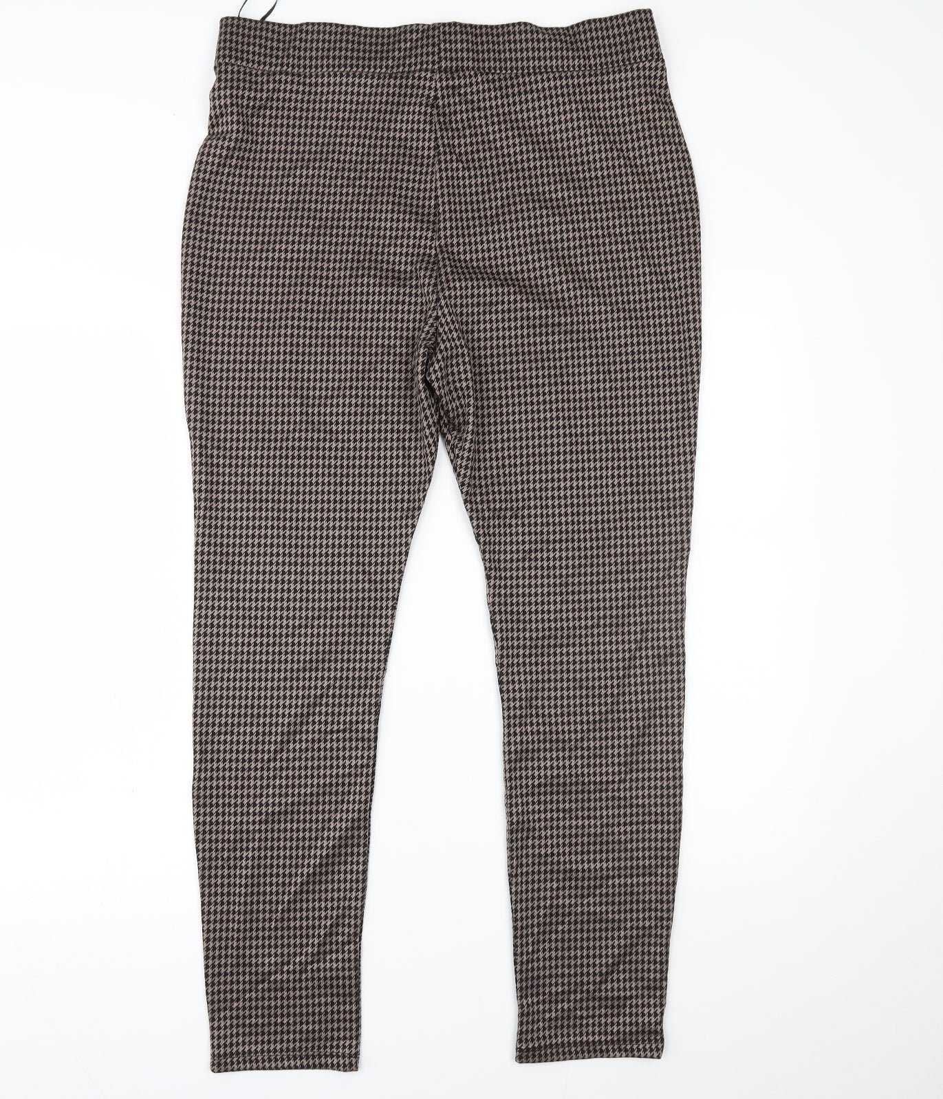 TU Womens Brown Houndstooth  Trousers  Size 16 L26 in