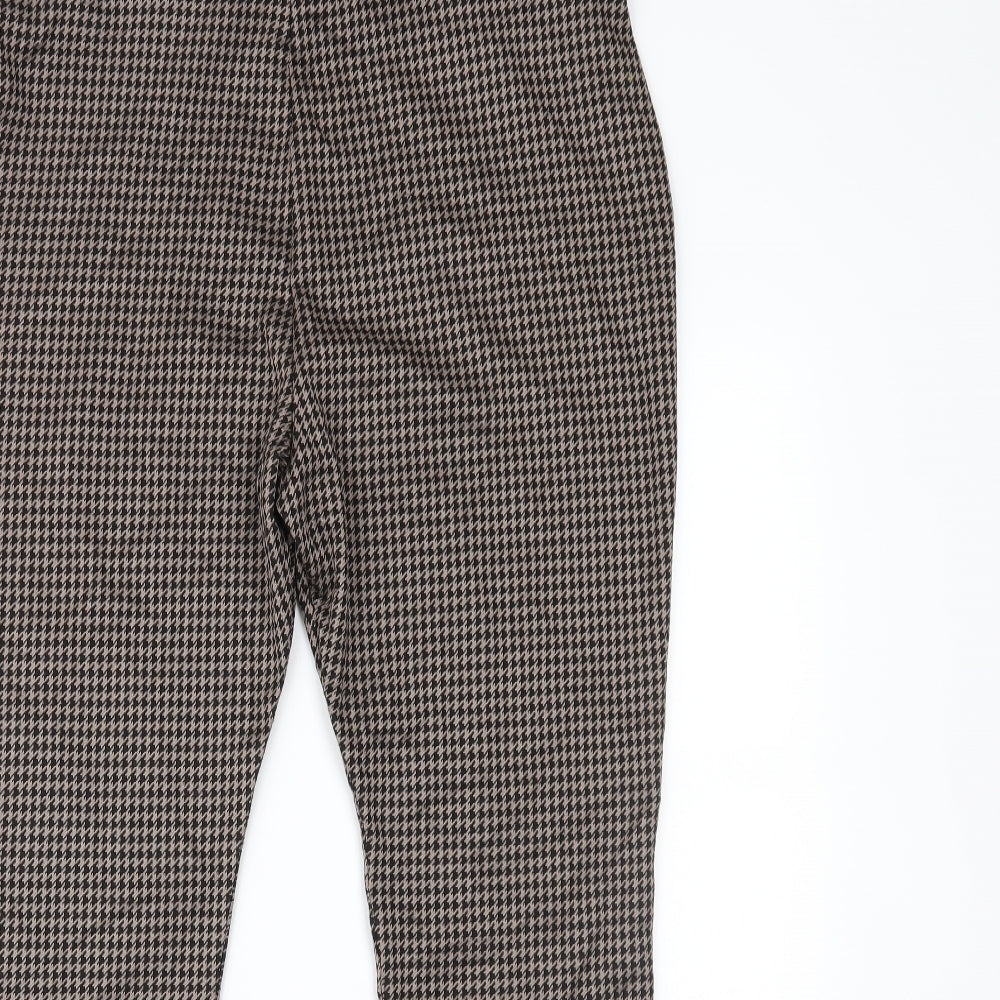 TU Womens Brown Houndstooth  Trousers  Size 16 L26 in