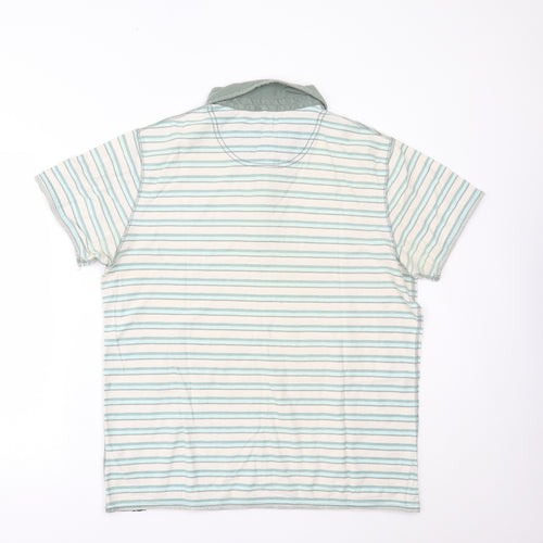RJR.John Rocha Mens Green Striped   Polo Size L