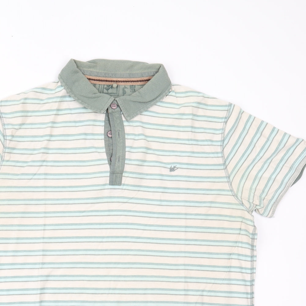 RJR.John Rocha Mens Green Striped   Polo Size L
