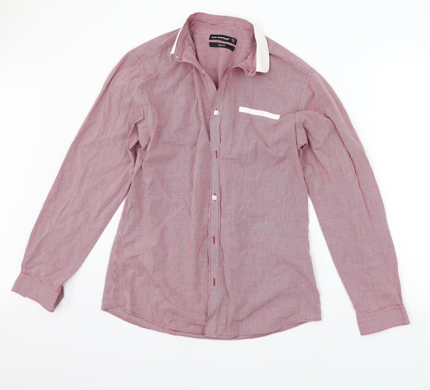 Cedar Wood State Mens Red Geometric   Button-Up Size 15.5