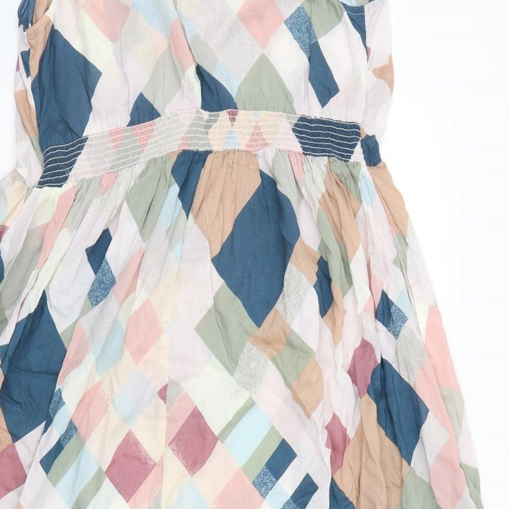 Monsoon Womens Beige Geometric  A-Line  Size 18