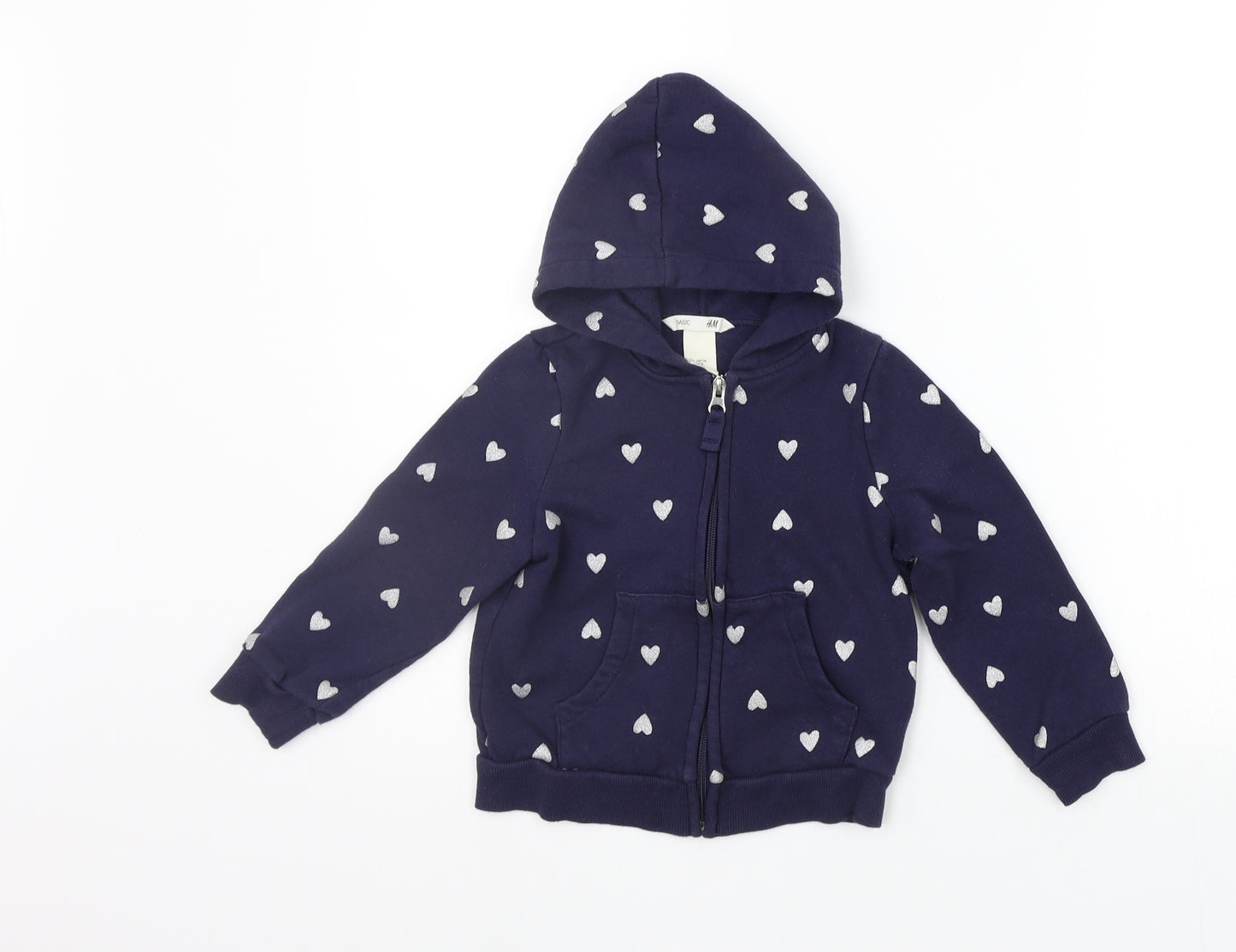 H&M Girls Blue Geometric  Full Zip Hoodie Size 5-6 Years