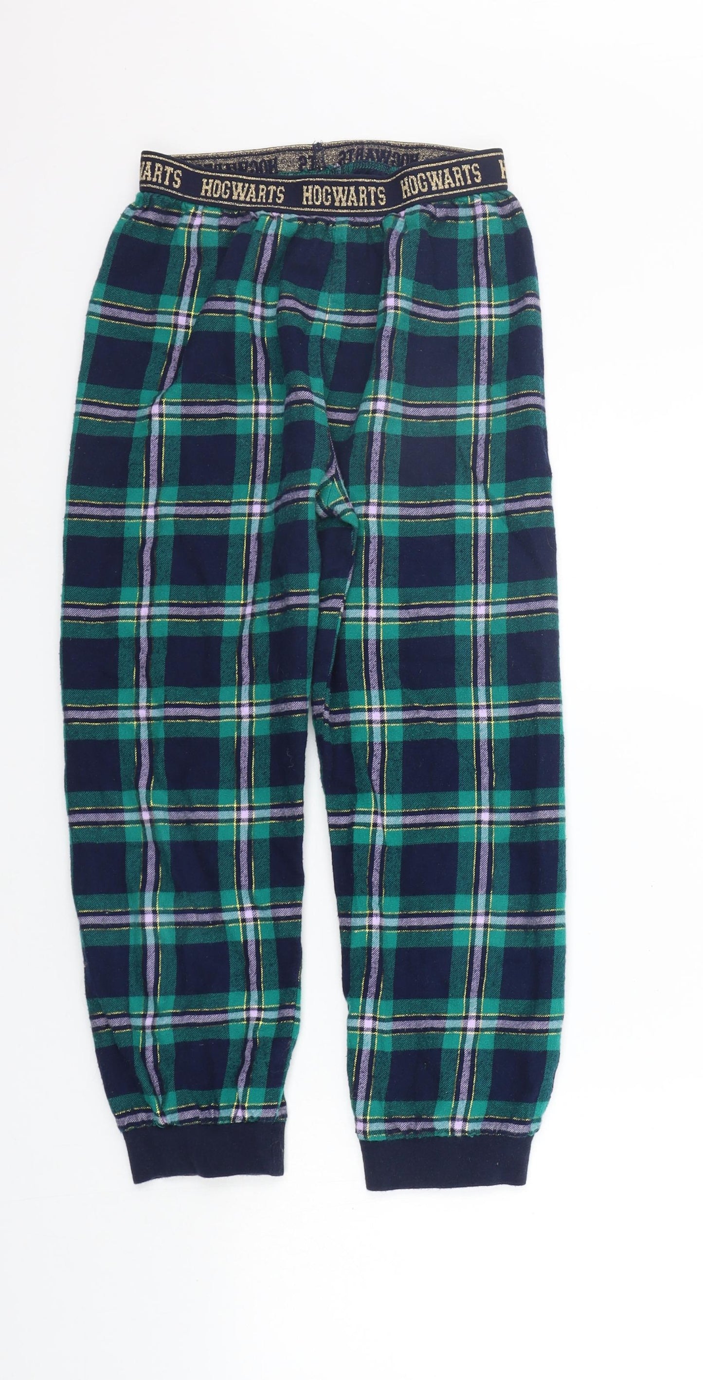 Marks and Spencer Girls Green Check  Top Lounge Pants Size 10-11 Years  - Elasticated Waist