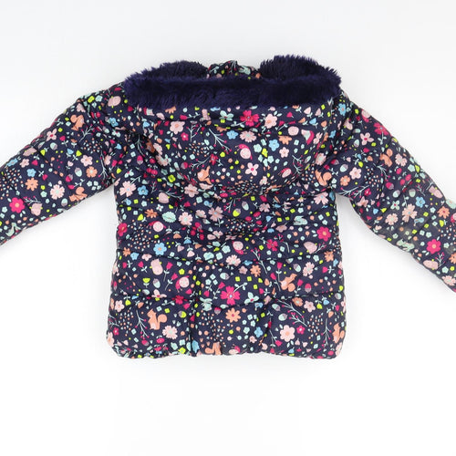 George Girls Blue Floral  Jacket Coat Size 4-5 Years