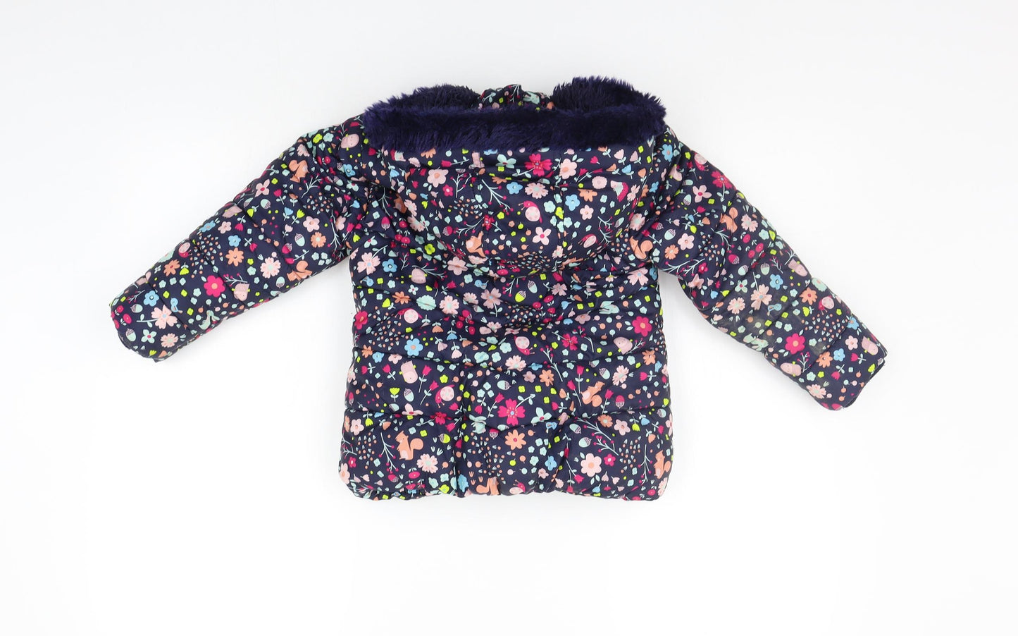 George Girls Blue Floral  Jacket Coat Size 4-5 Years