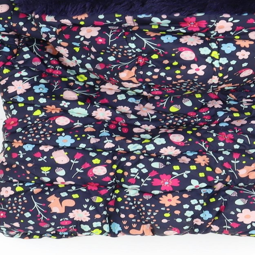 George Girls Blue Floral  Jacket Coat Size 4-5 Years