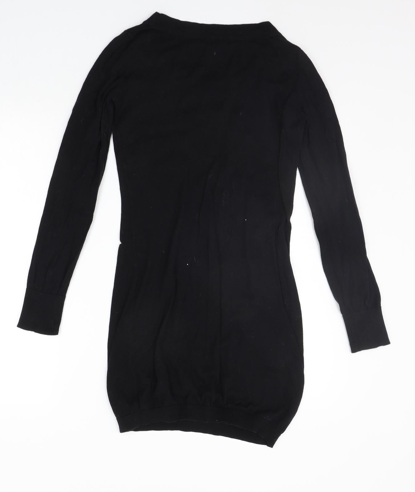 Papaya Womens Black Floral  Jumper Dress  Size 10  - details on chest