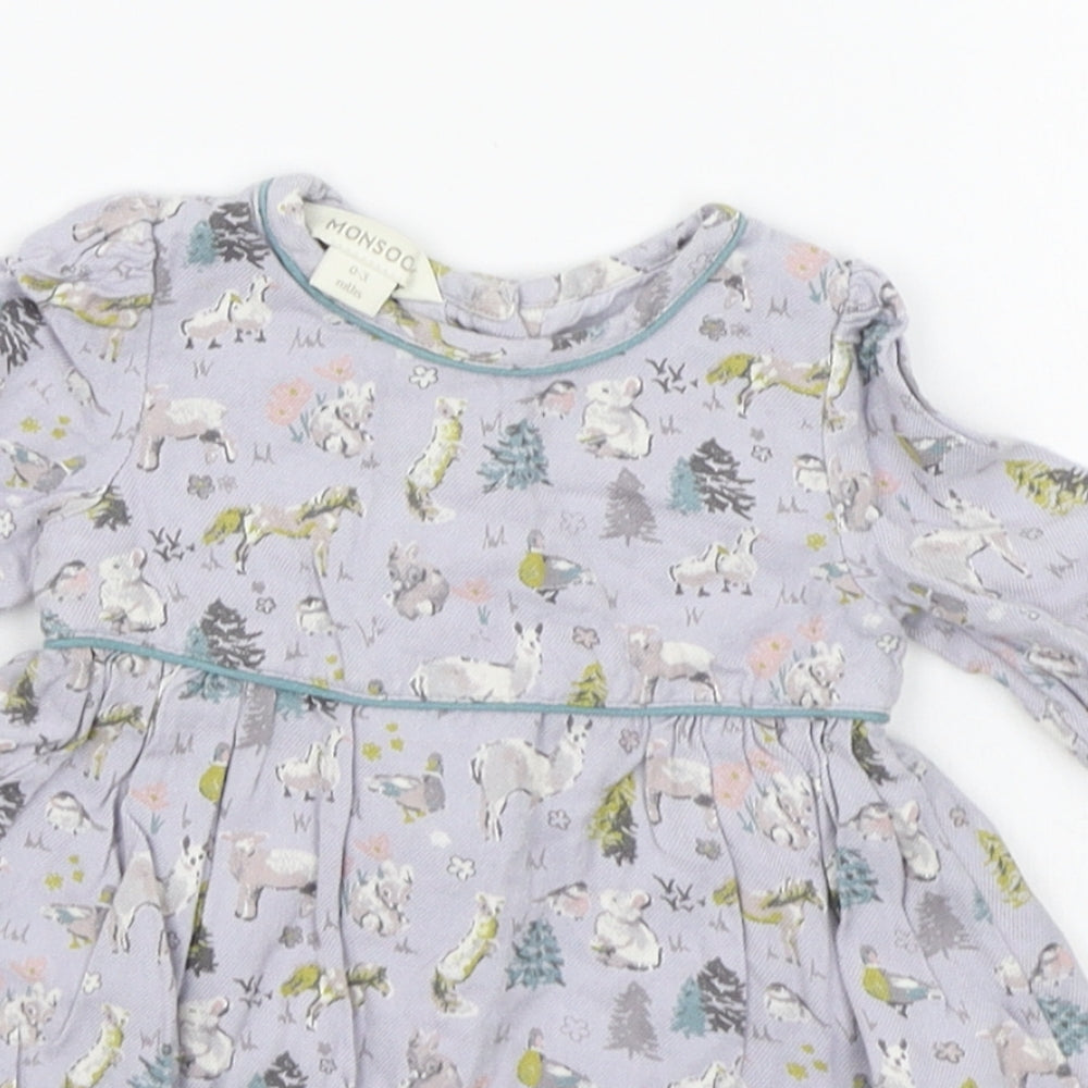 Monsoon Baby Blue Geometric  A-Line  Size 0-3 Months