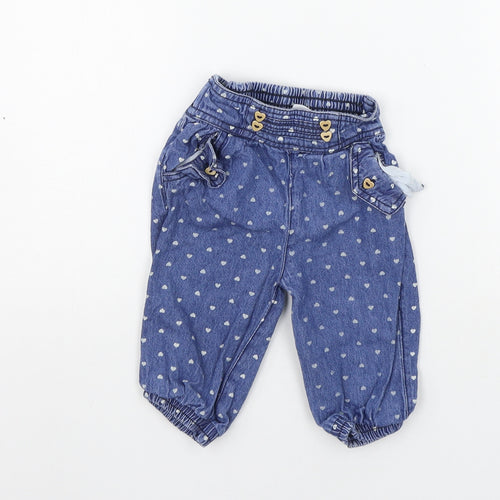 Baby Girls Blue   Jogger Jeans Size 6-9 Months  - Elasticated Waist